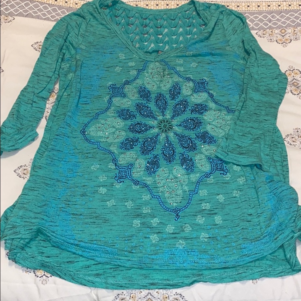 New Directions Turquoise Soft 3/4 Length Sleeves